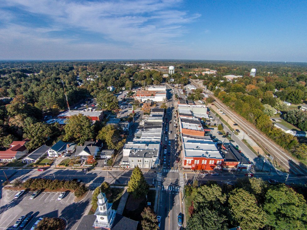 Apex North Carolina historic downtown and railroad area