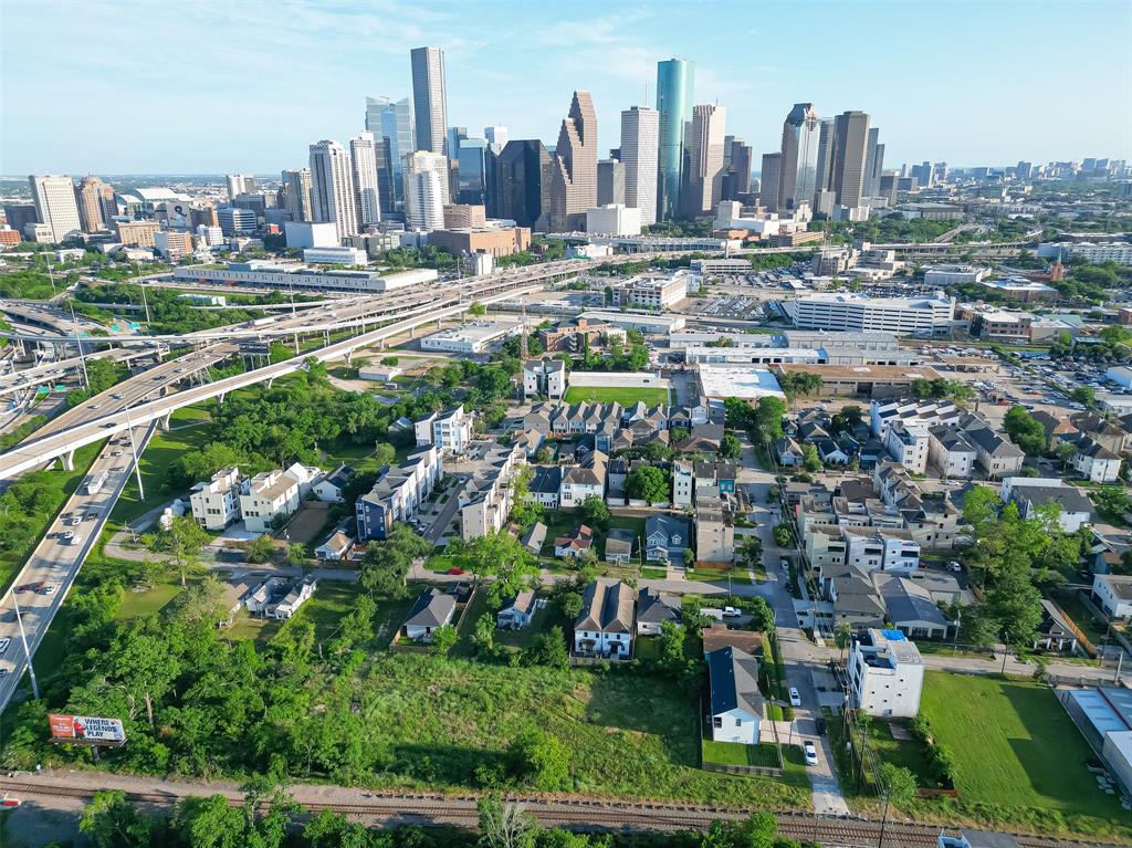 Houston skyline with bayou