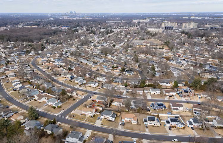 Suburban chimneys in Mt Laurel Township, NJ