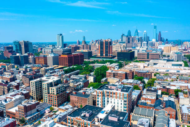 Rowhomes and chimneys in Philadelphia, PA
