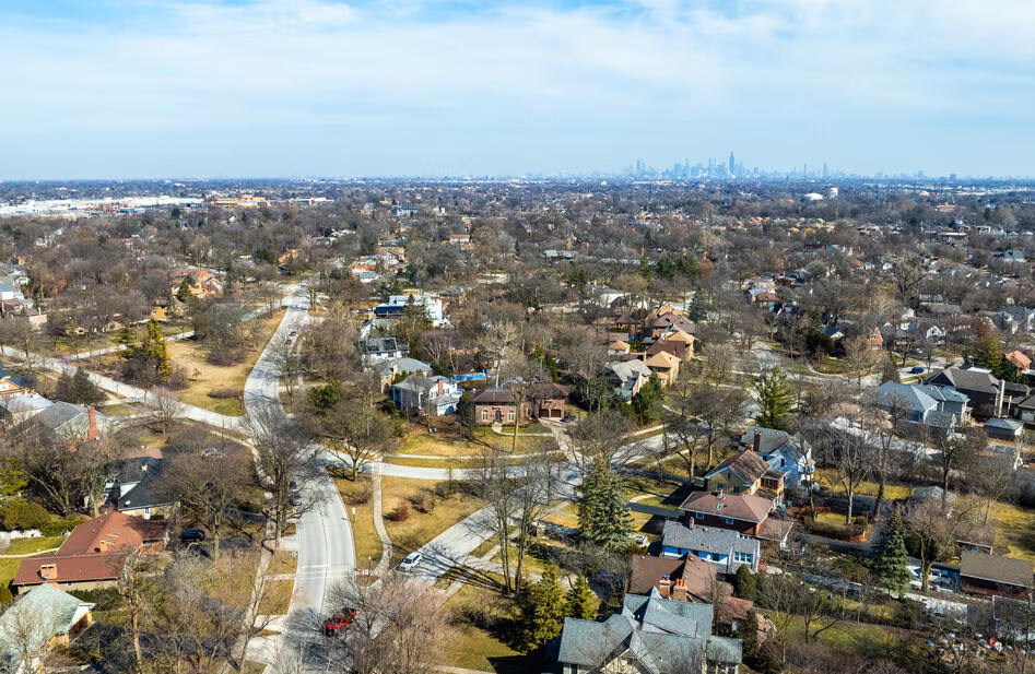 Suburban street in Riverside, IL