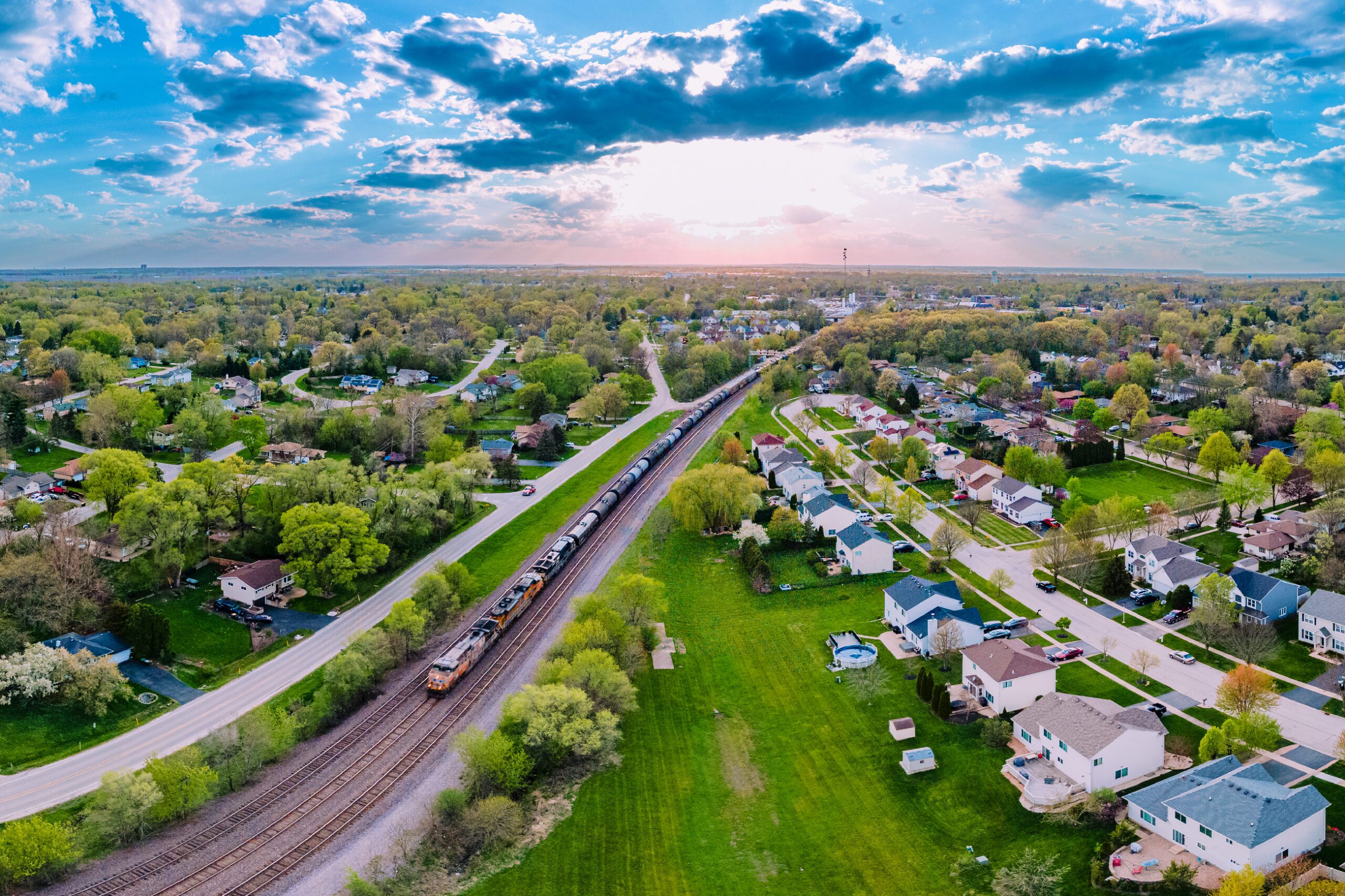 Residential street in West Chicago, IL