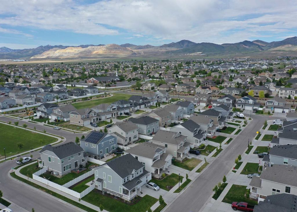 Residential rooftops in West Jordan, UT
