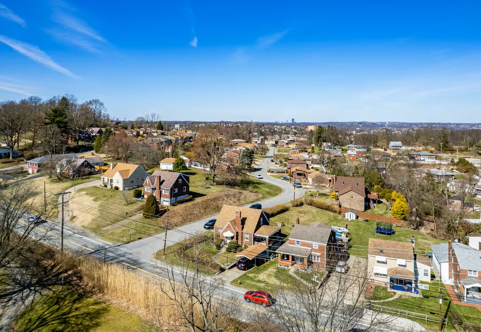 West Mifflin residential chimneys along hillside